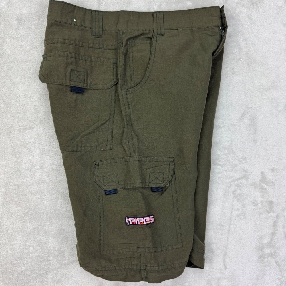 Lee Pipes Cargo Shorts Boys 12 Green Relaxed Skater 90s Vintage Nylon